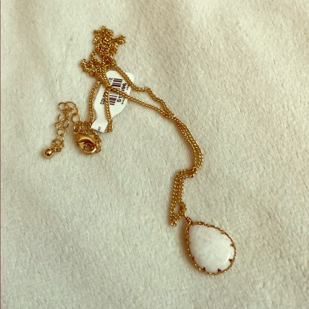 White stone teardrop necklace